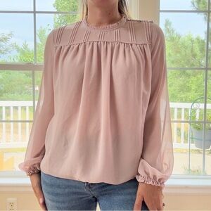 Wilfred Dusty Pink Long-Sleeve Pleated Blouse